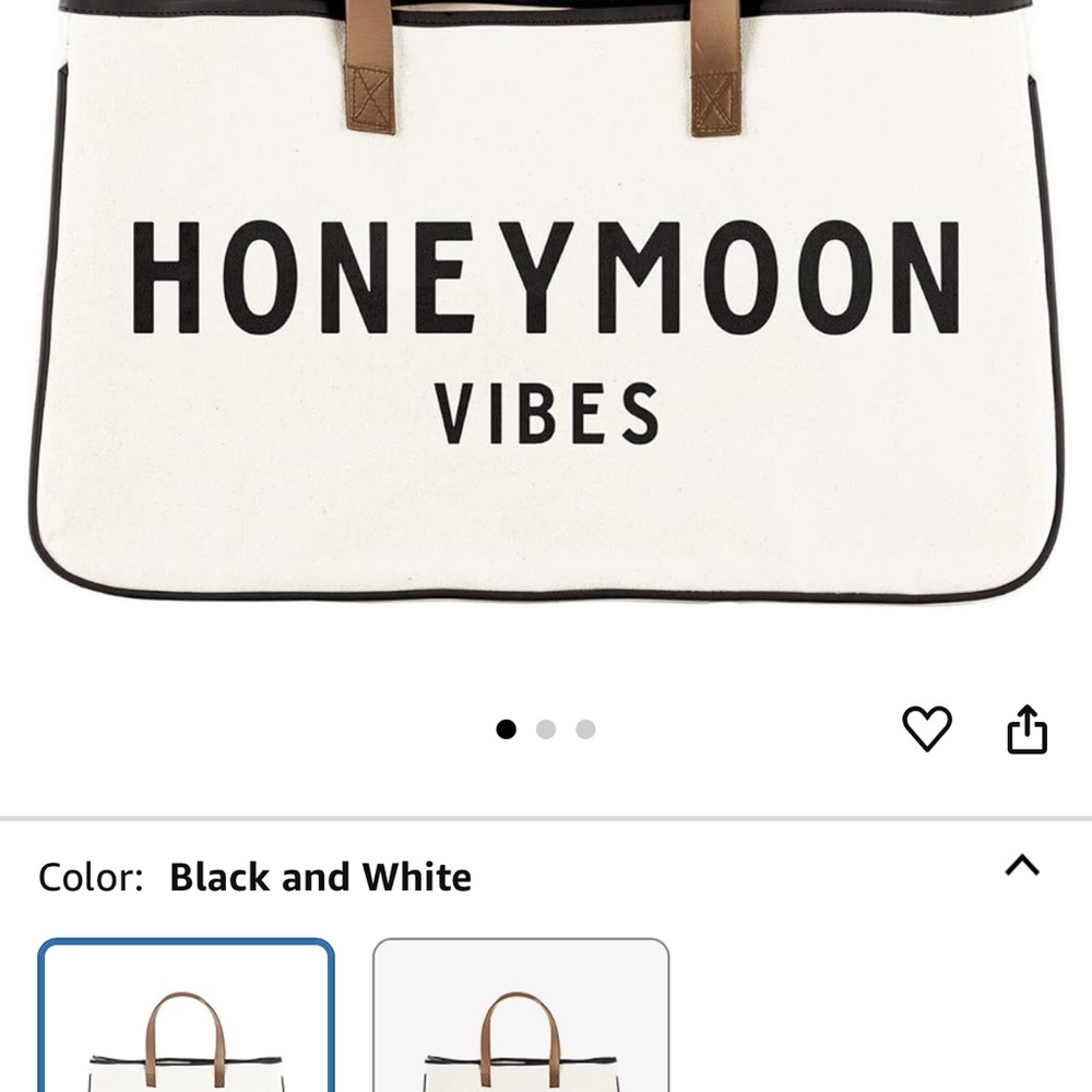 Honeymoon Vibes Black and White Tote Bag